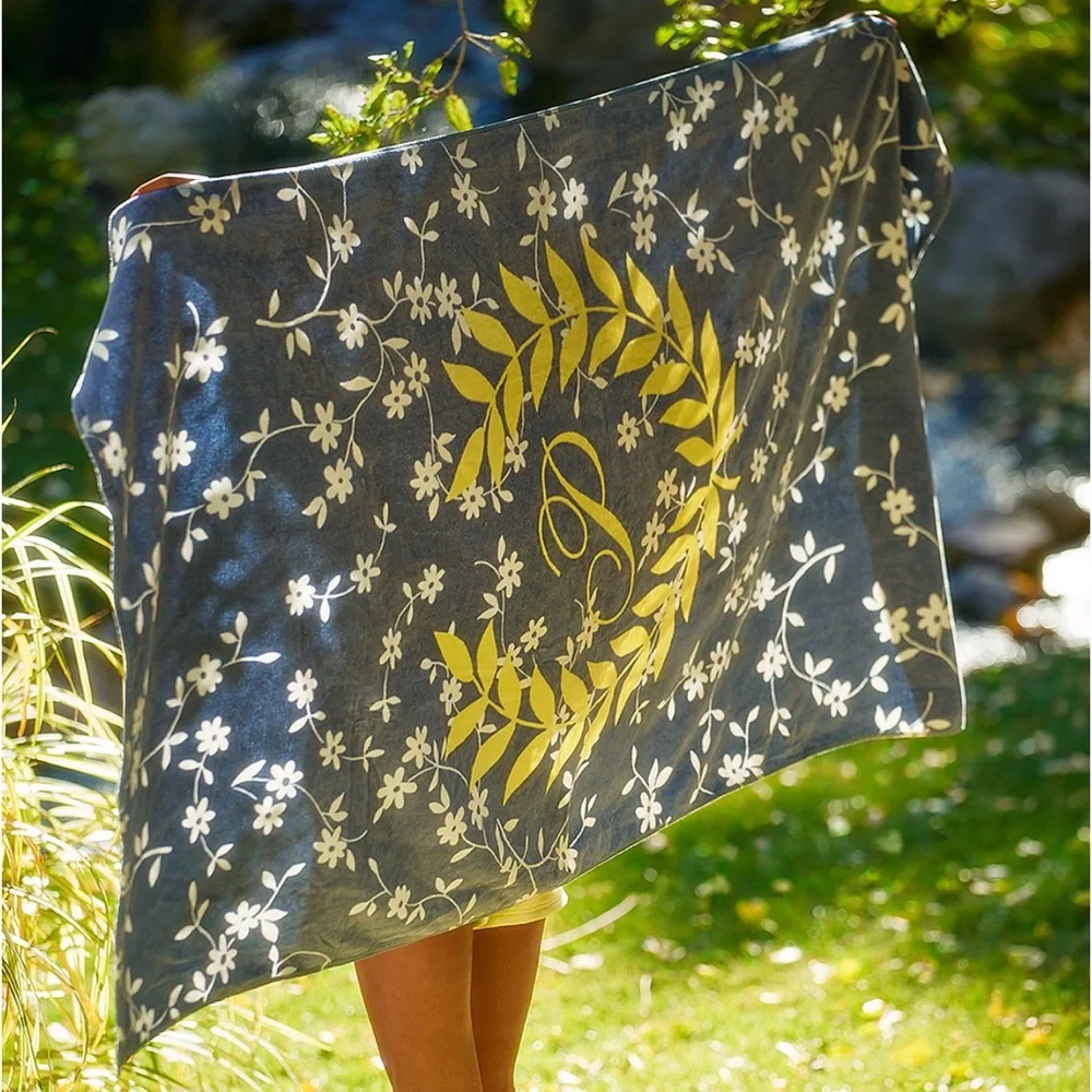 Pink Victoria’s Secret Oversized Floral Blue and Yellow Beach Towel